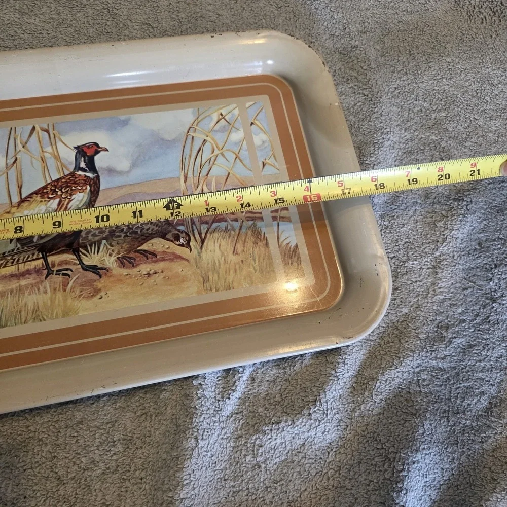 2 Vintage Pheasant Metal Serving Trays Birds Country Wild
